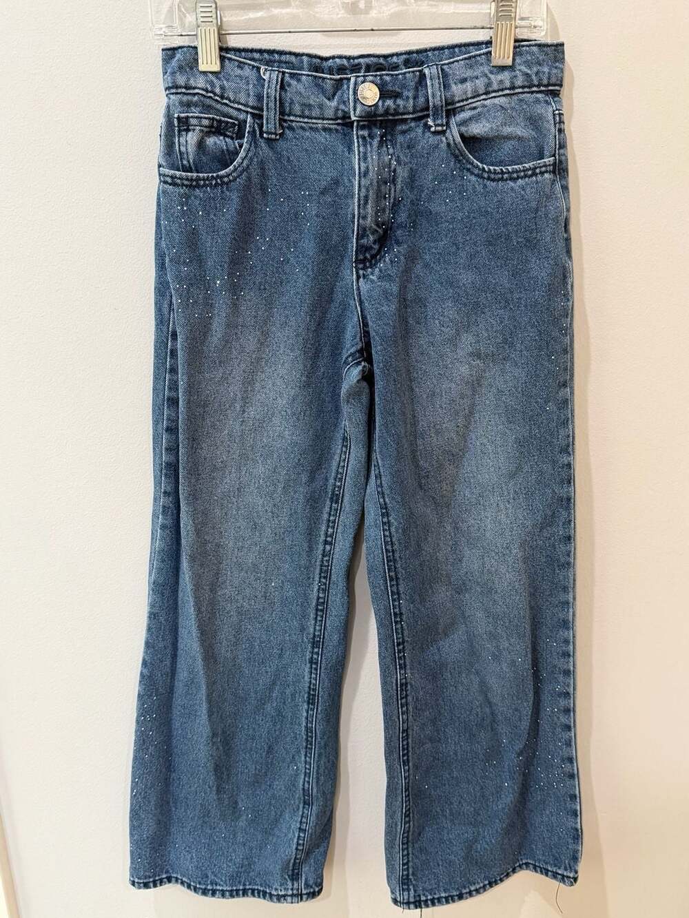 Justice Girls Wide Leg Jeans with Rhinestuds Size 8